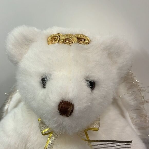 Ty Beanie Baby *Buddy '2001 "DIVINE" Angel White Bear Gold Tinsel Wings … - Picture 2 of 9